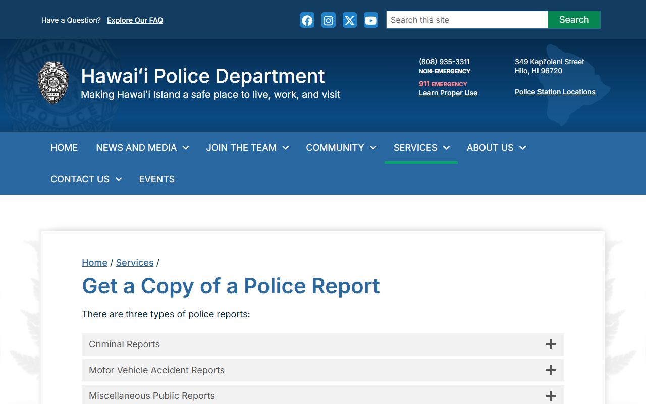 Hilo booking reports Hawaii Police reports page