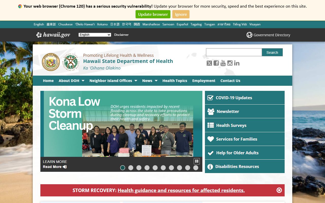 Kalawao County booking reports Hawaii Department of Health