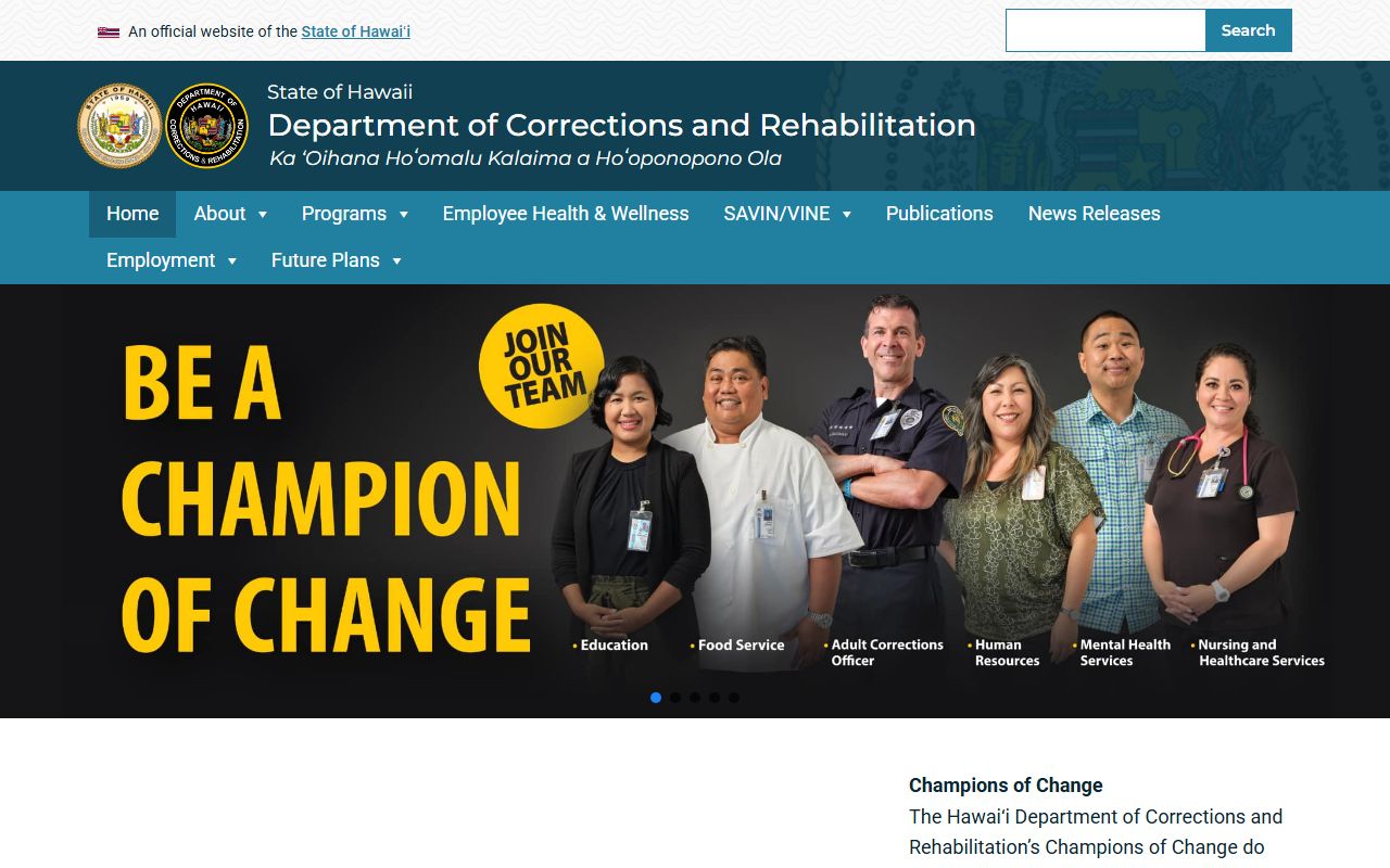 Hawaii booking reports Department of Corrections and Rehabilitation