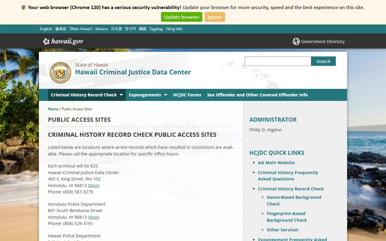 Hawaii booking reports HCJDC public access sites